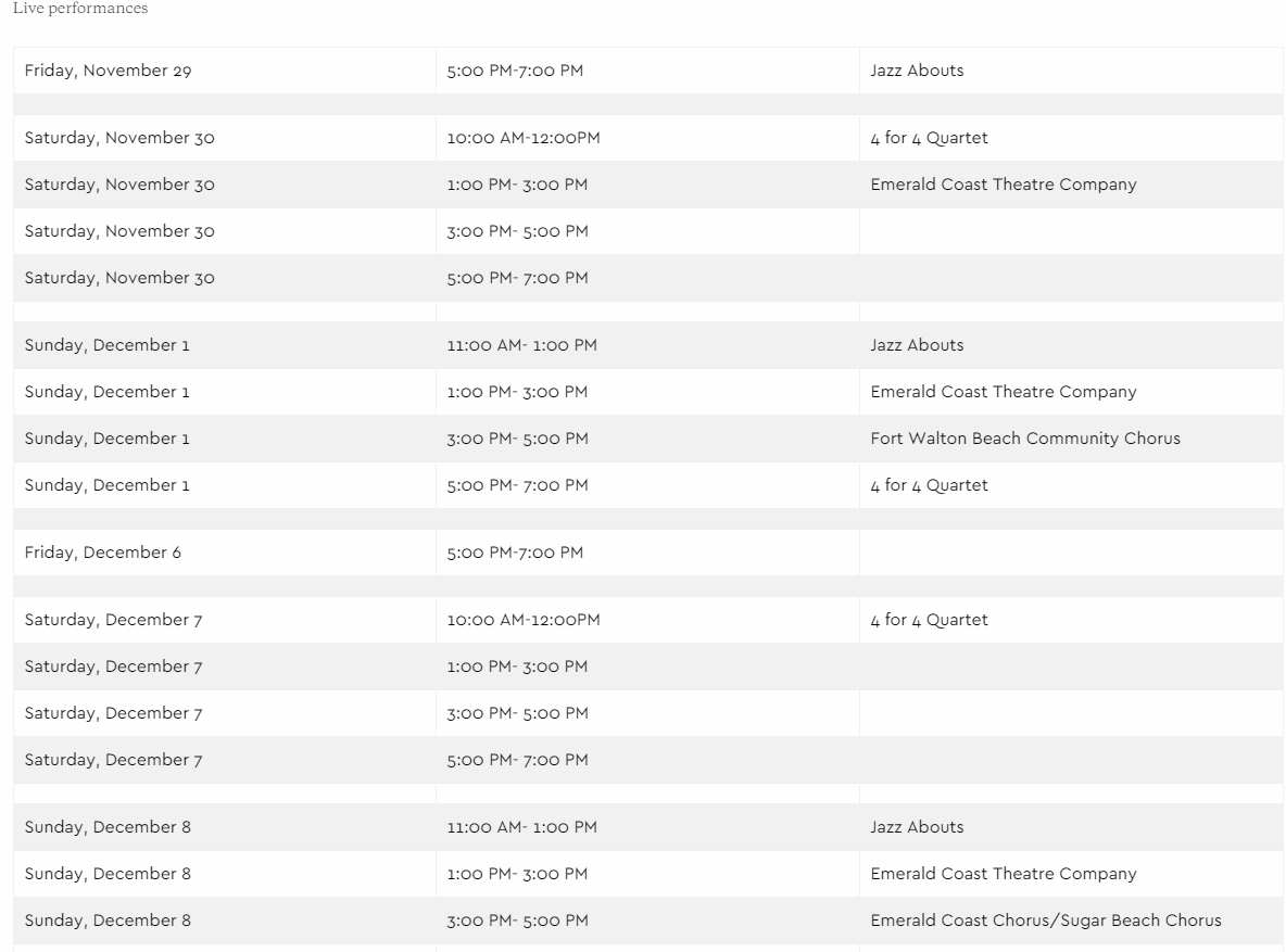 Jolly Jubilee Schedule 